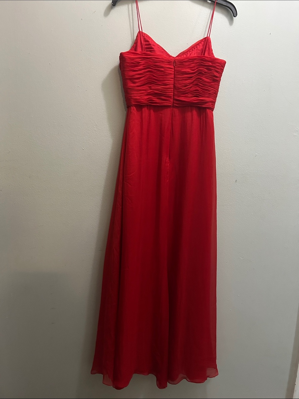 Red Ruched Spaghetti-Strap Maxi Dress - Picture 2 of 5